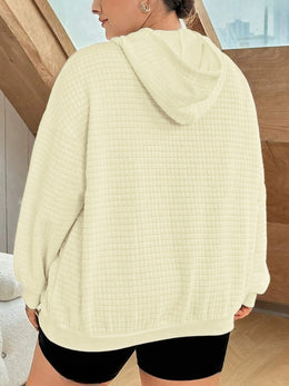 jkthpu-45 Plus Size Women's Floral Pattern Waffle Knit Long
