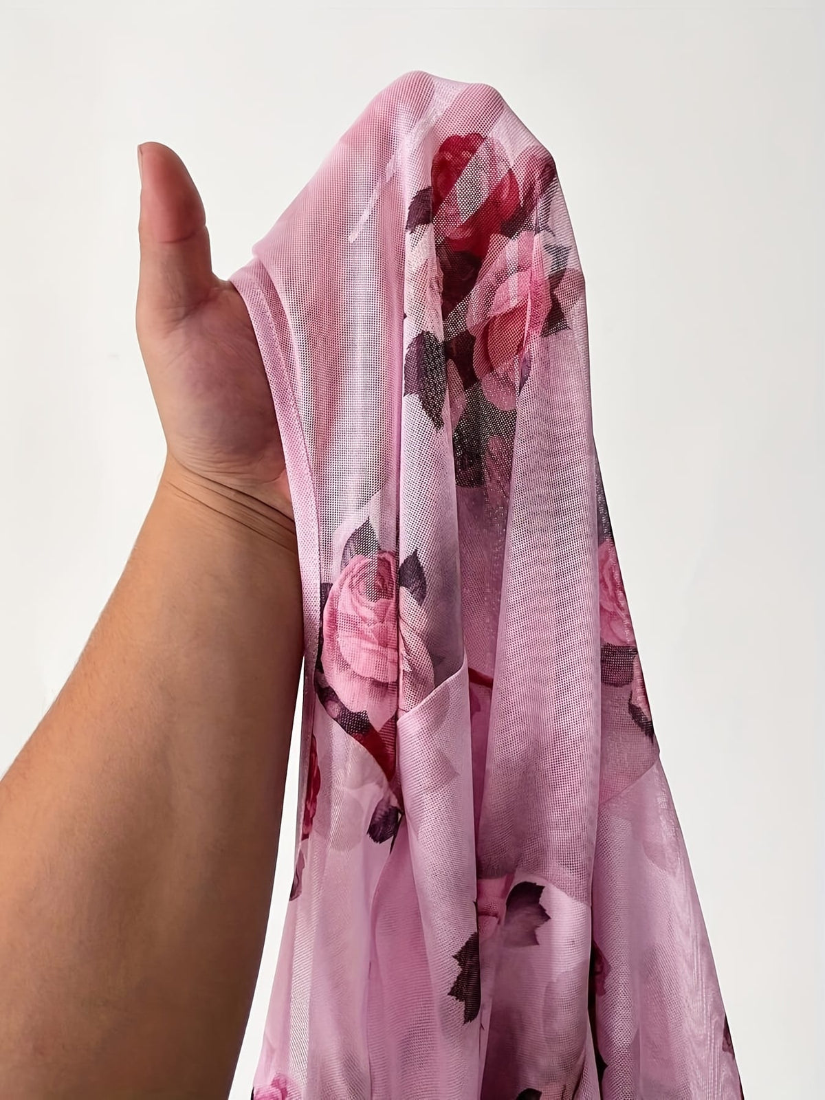 KissICON Plus Size Women's Floral Print Long Sleeve T-Shirt - Sweetheart Neckline, Ruffled Hem, Knot Detail, Pink Rose Design, Machine Washable, Romantic Valentine's Day Style, Love Themed Outfit | Nonstretch Fabric, Ladies T Shirts