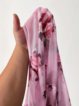 KissICON Plus Size Women's Floral Print Long Sleeve T-Shirt - Sweetheart Neckline, Ruffled Hem, Knot Detail, Pink Rose Design, Machine Washable, Romantic Valentine's Day Style, Love Themed Outfit | Nonstretch Fabric, Ladies T Shirts