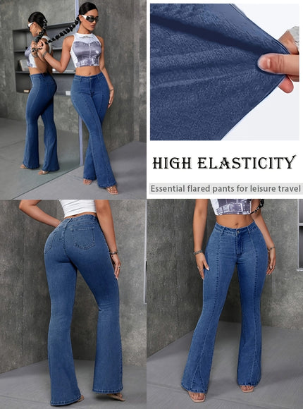 jkthpu-45 Plus Size Women'S High-Elasticity Flared Jeans - Machine