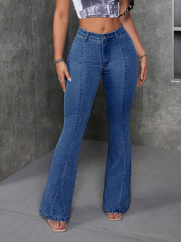 jkthpu-45 Plus Size Women'S High-Elasticity Flared Jeans - Machine