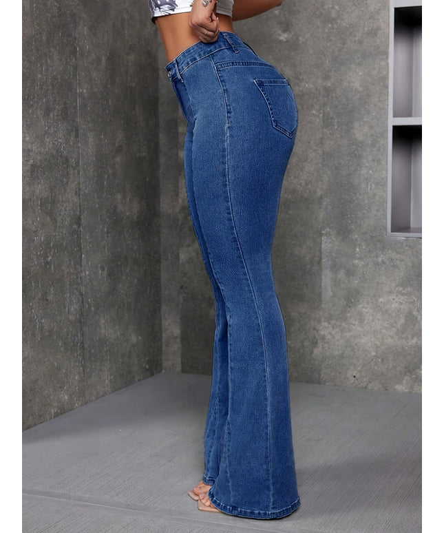 jkthpu-45 Plus Size Women'S High-Elasticity Flared Jeans - Machine