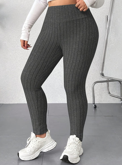 jkthpu-45 Plus Size, Women's High-Waisted Skinny Leggings - Non-See-Through