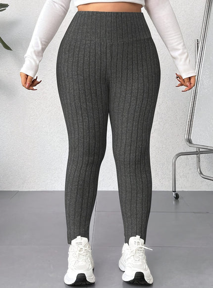 jkthpu-45 Plus Size, Women's High-Waisted Skinny Leggings - Non-See-Through