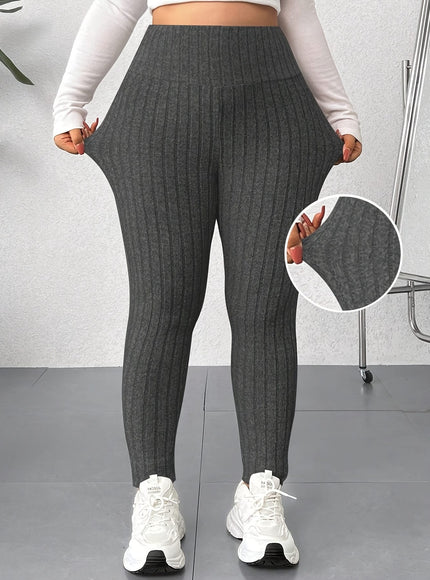 jkthpu-45 Plus Size, Women's High-Waisted Skinny Leggings - Non-See-Through