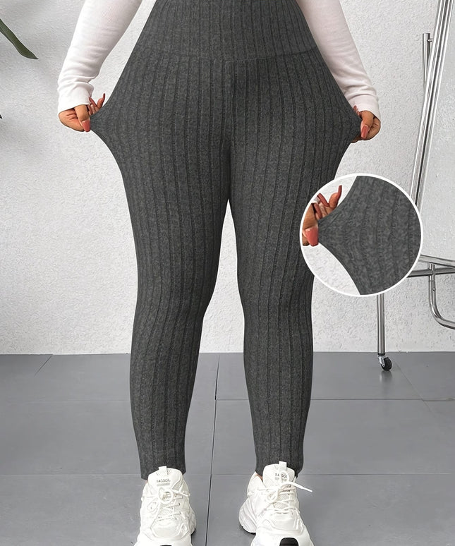 jkthpu-45 Plus Size, Women's High-Waisted Skinny Leggings - Non-See-Through