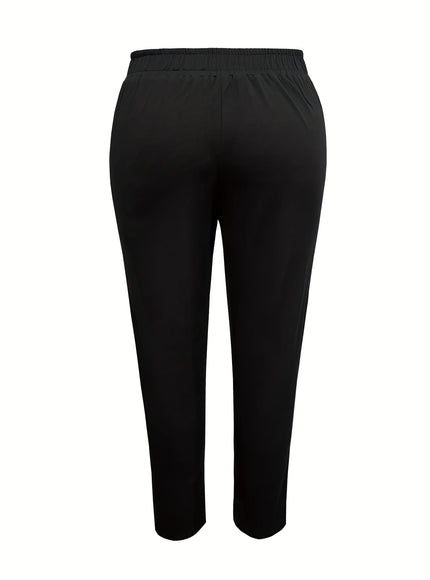 jkthpu-45 Plus Size, Women's High-Waisted Slim-fit Pants - Elegant