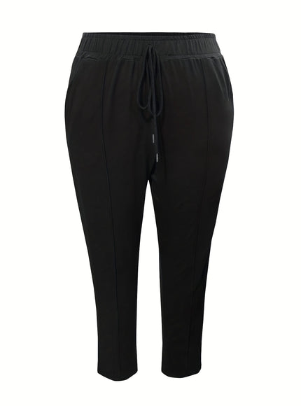jkthpu-45 Plus Size, Women's High-Waisted Slim-fit Pants - Elegant