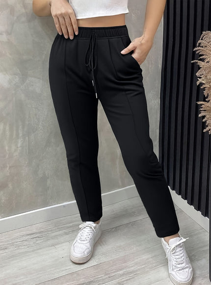 jkthpu-45 Plus Size, Women's High-Waisted Slim-fit Pants - Elegant