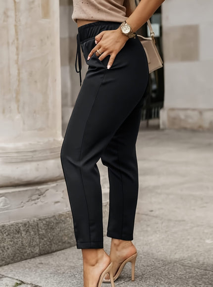 jkthpu-45 Plus Size, Women's High-Waisted Slim-fit Pants - Elegant