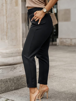 jkthpu-45 Plus Size, Women's High-Waisted Slim-fit Pants - Elegant
