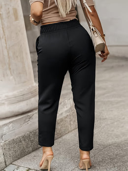 jkthpu-45 Plus Size, Women's High-Waisted Slim-fit Pants - Elegant