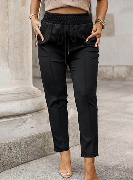 jkthpu-45 Plus Size, Women's High-Waisted Slim-fit Pants - Elegant