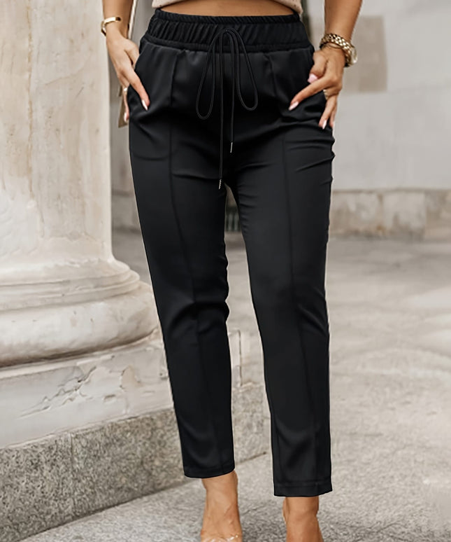 jkthpu-45 Plus Size, Women's High-Waisted Slim-fit Pants - Elegant