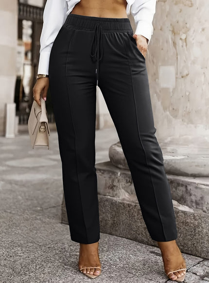 jkthpu-45 Plus Size, Women's High-Waisted Slim-fit Pants - Elegant