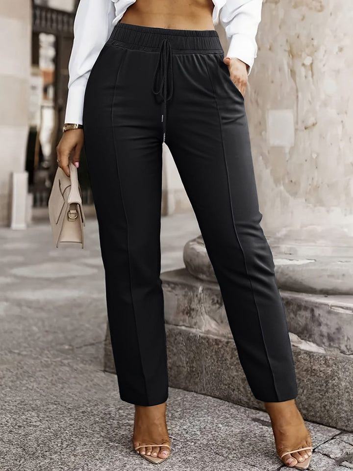 Plus Size, Women's High-Waisted Slim-fit Pants - Elegant