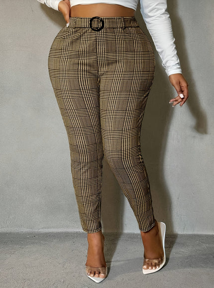 jkthpu-45 Plus Size, Women's High-Waisted Stretchy Pants - Elegant