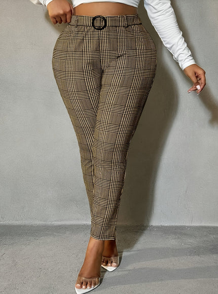 jkthpu-45 Plus Size, Women's High-Waisted Stretchy Pants - Elegant
