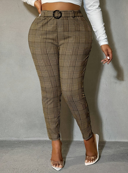 jkthpu-45 Plus Size, Women's High-Waisted Stretchy Pants - Elegant