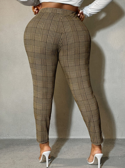 jkthpu-45 Plus Size, Women's High-Waisted Stretchy Pants - Elegant