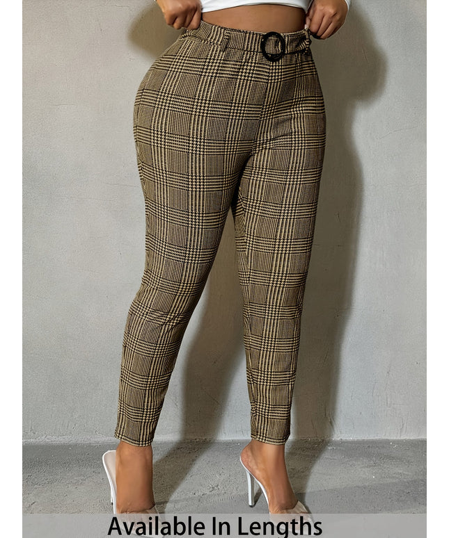 jkthpu-45 Plus Size, Women's High-Waisted Stretchy Pants - Elegant