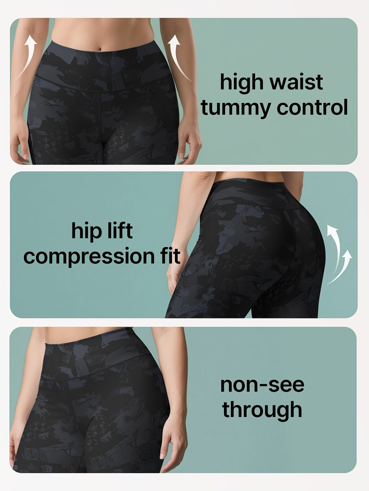 jkthpu-45 Plus Size Women's High-Waisted Yoga Pants - Black