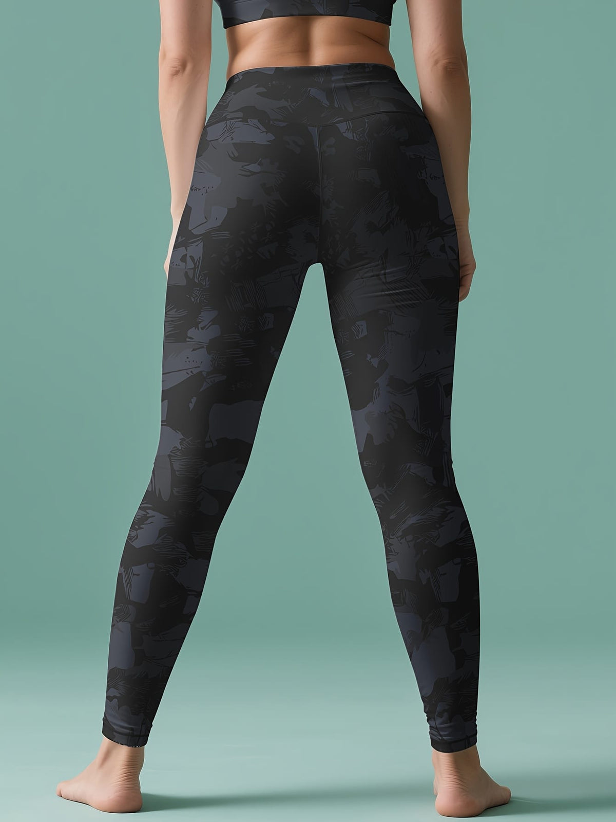 jkthpu-45 Plus Size Women's High-Waisted Yoga Pants - Black