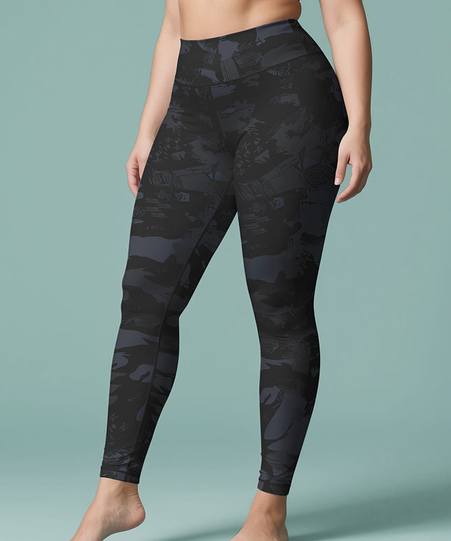 jkthpu-45 Plus Size Women's High-Waisted Yoga Pants - Black