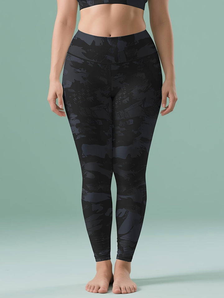 Plus Size Women's High-Waisted Yoga Pants - Black