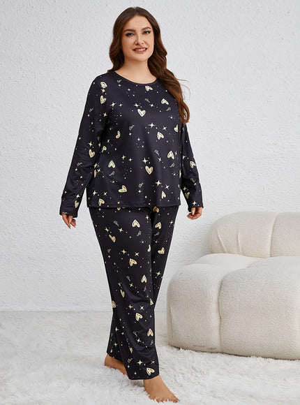 jkthpu-45 Plus Size Women's Long Sleeve Pantsuit with Star