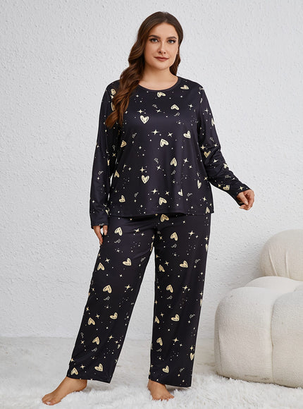 jkthpu-45 Plus Size Women's Long Sleeve Pantsuit with Star