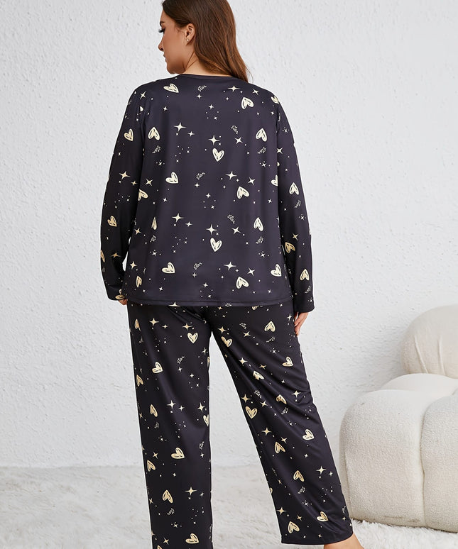 jkthpu-45 Plus Size Women's Long Sleeve Pantsuit with Star