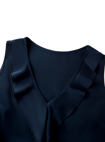 KissICON Plus Size - Women'S Navy Blue Sleeveless Blouse