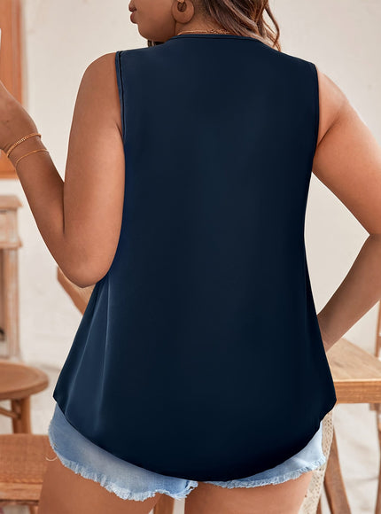 KissICON Plus Size - Women'S Navy Blue Sleeveless Blouse