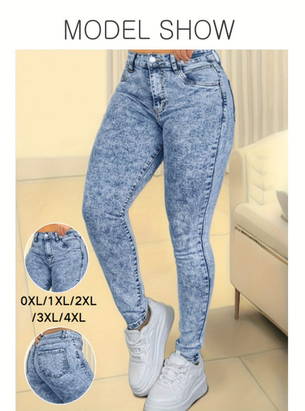 jkthpu-45 Plus-Size Women's New High-Stretch Slim-Fit Skinny Jeans -