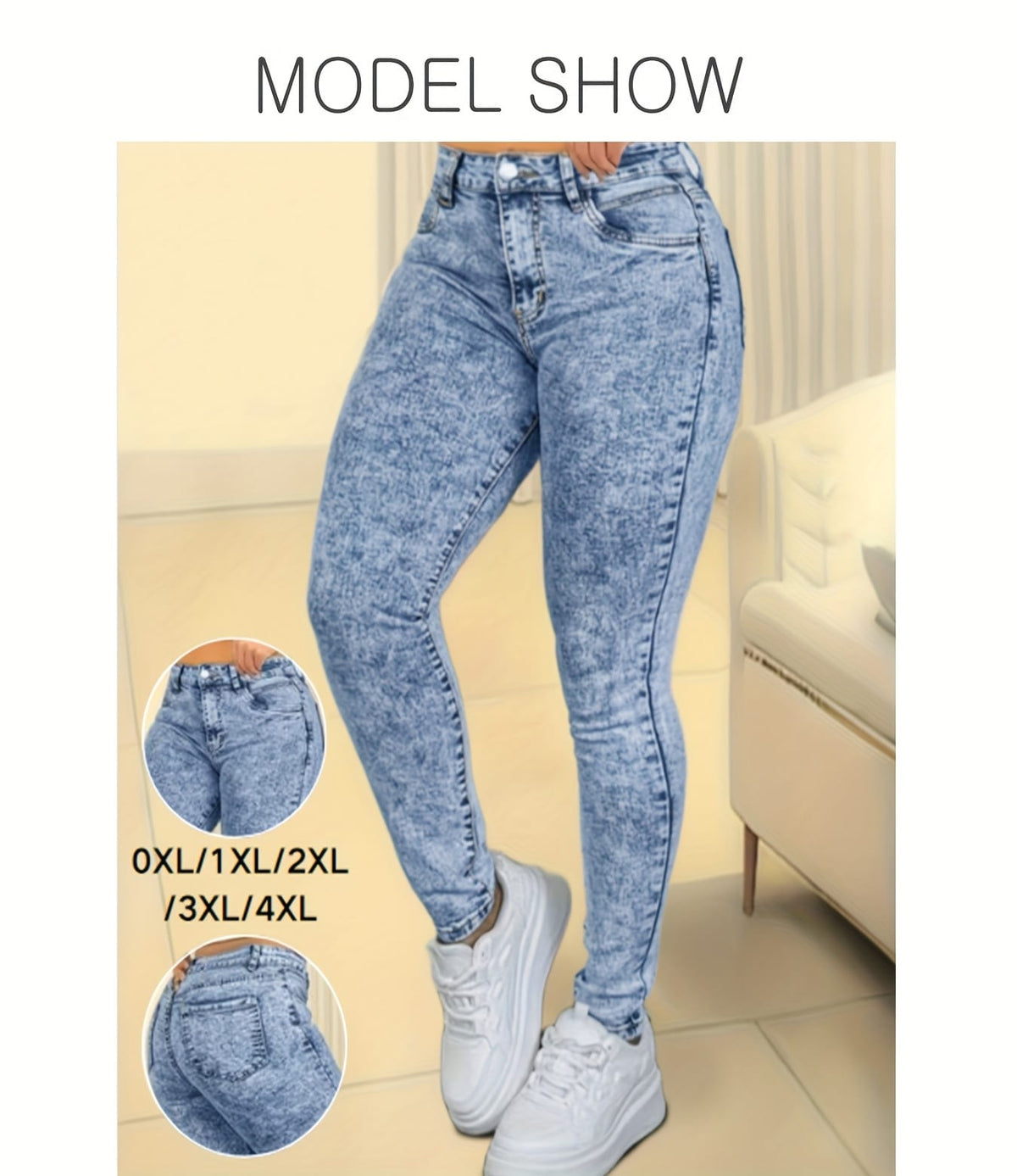 jkthpu-45 Plus-Size Women's New High-Stretch Slim-Fit Skinny Jeans -