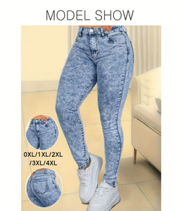 jkthpu-45 Plus-Size Women's New High-Stretch Slim-Fit Skinny Jeans -