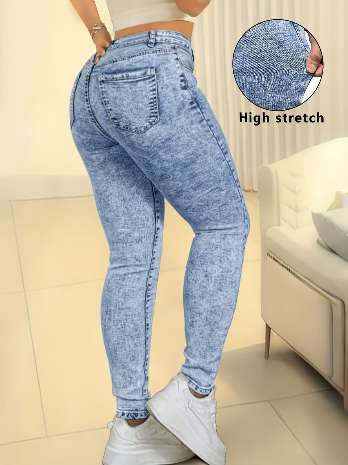 jkthpu-45 Plus-Size Women's New High-Stretch Slim-Fit Skinny Jeans -