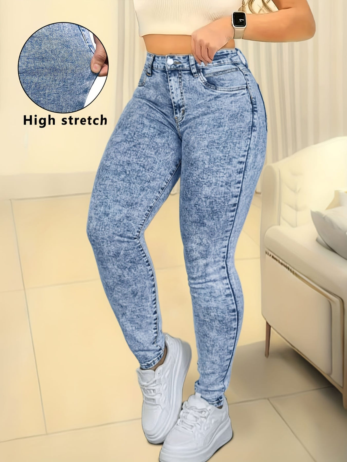 jkthpu-45 Plus-Size Women's New High-Stretch Slim-Fit Skinny Jeans -