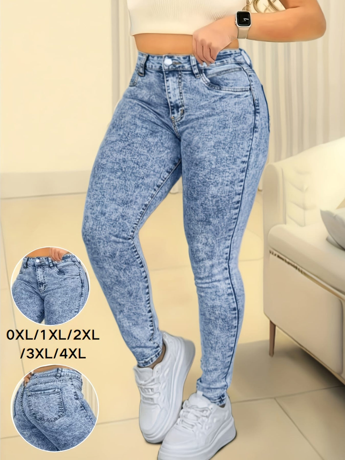jkthpu-45 Plus-Size Women's New High-Stretch Slim-Fit Skinny Jeans -