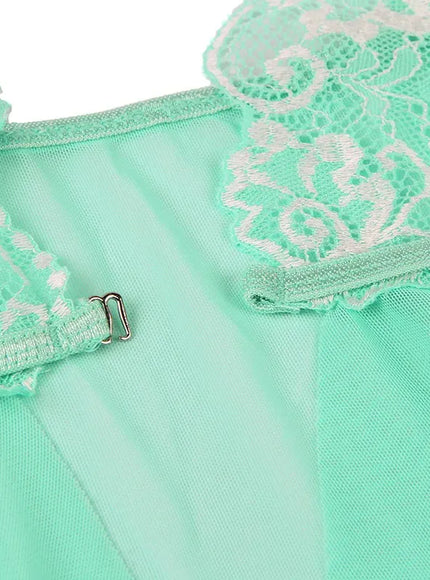 KissICON Plus Size Women's Nightie Lingerie Sexy Babydoll Lace Chemise Strap V Neck Mesh Sleepwear Wedding Robe Ensembles Set