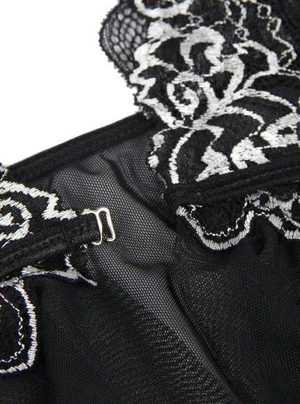 KissICON Plus Size Women's Nightie Lingerie Sexy Babydoll Lace Chemise Strap V Neck Mesh Sleepwear Wedding Robe Ensembles Set