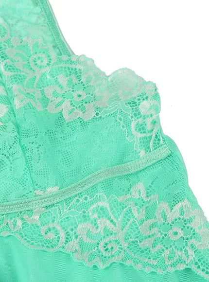 KissICON Plus Size Women's Nightie Lingerie Sexy Babydoll Lace Chemise Strap V Neck Mesh Sleepwear Wedding Robe Ensembles Set