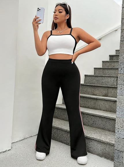 jkthpu-45 Plus Size, Women's Non-See-Through Pants - Flared Leggings