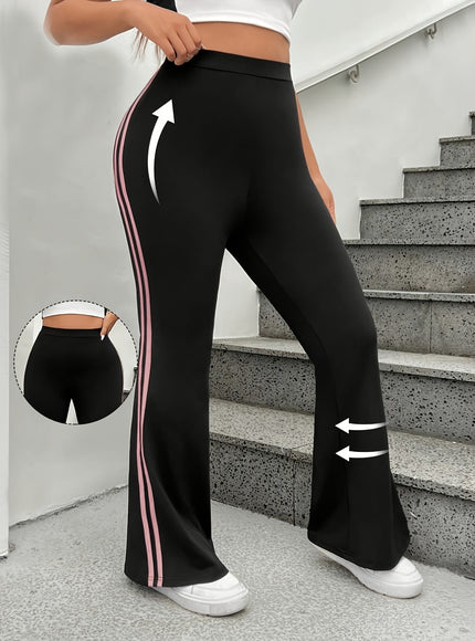 jkthpu-45 Plus Size, Women's Non-See-Through Pants - Flared Leggings