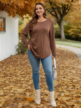 jkthpu-45 Plus Size, Women's Oversized Brown Sweater - Soft