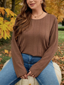 jkthpu-45 Plus Size, Women's Oversized Brown Sweater - Soft