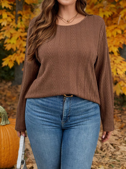 jkthpu-45 Plus Size, Women's Oversized Brown Sweater - Soft