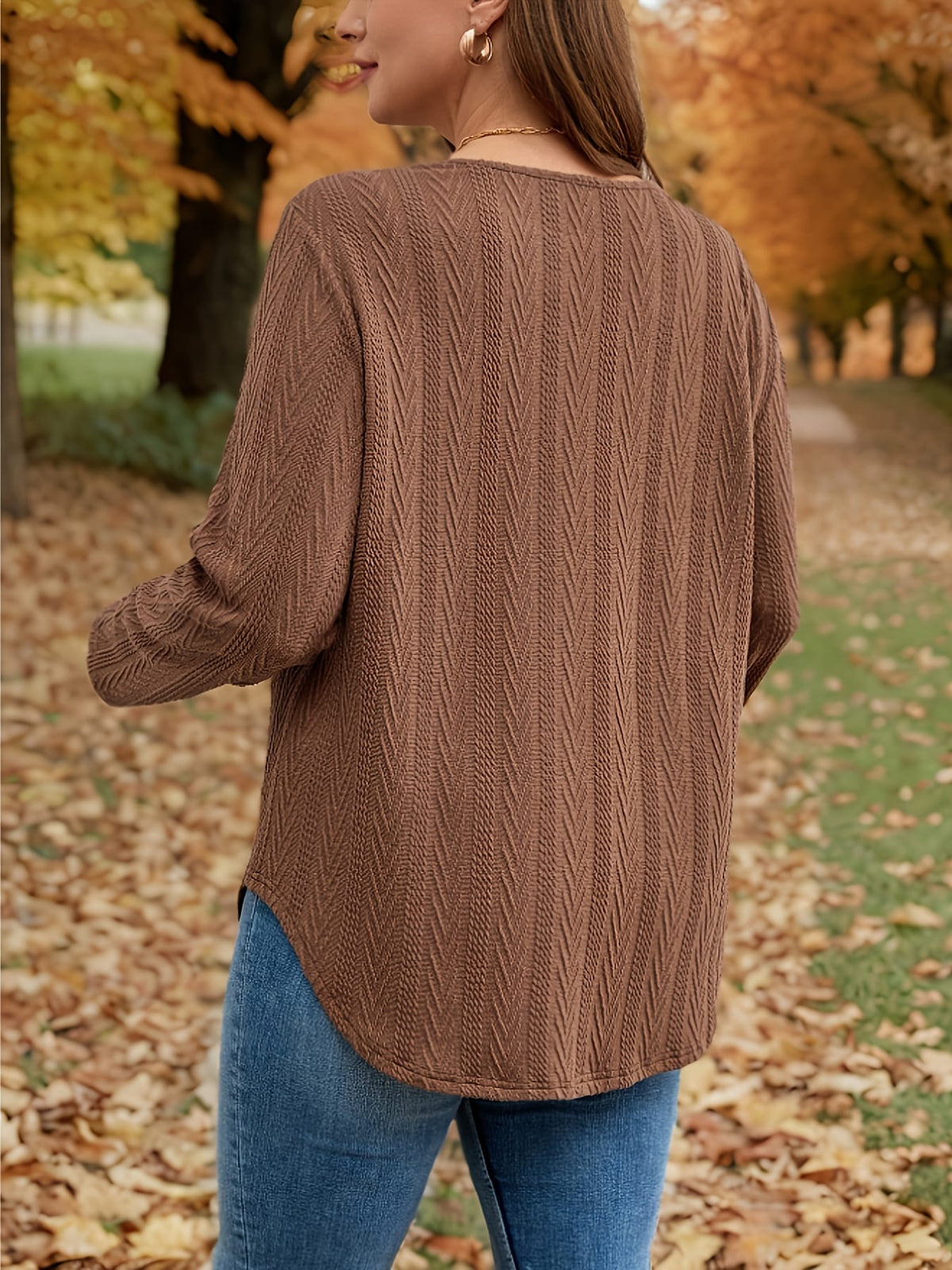 jkthpu-45 Plus Size, Women's Oversized Brown Sweater - Soft