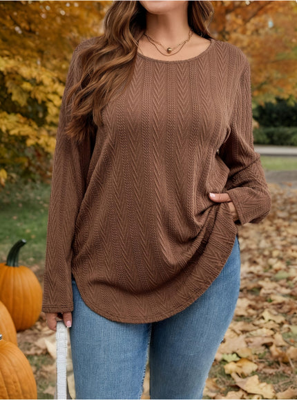 jkthpu-45 Plus Size, Women's Oversized Brown Sweater - Soft